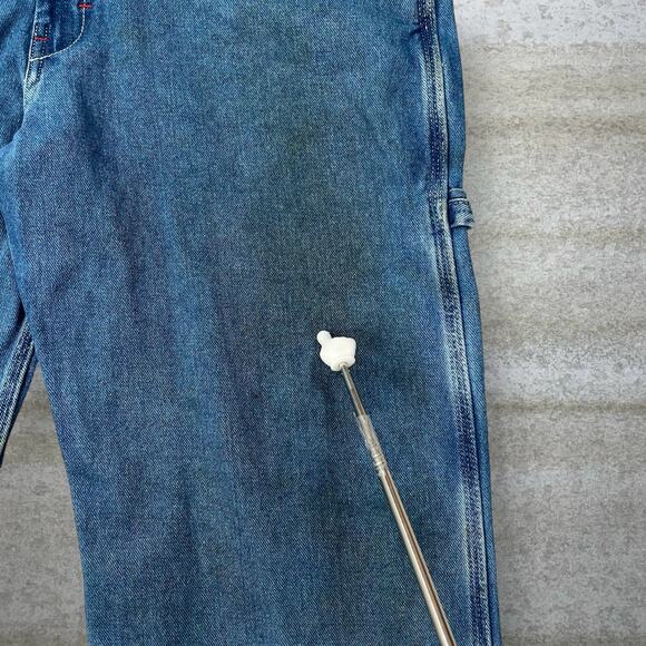 Vintage Dickies Carpenter Overalls Baggy Wide Leg Fit Medium Wash Denim 90s - Picture 6 of 6